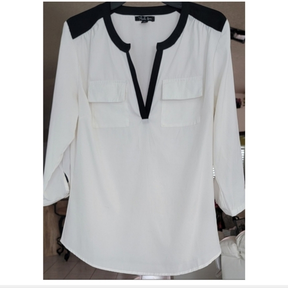 Antila Femme Women's White/Black Blouse, Size M - Picture 3 of 12